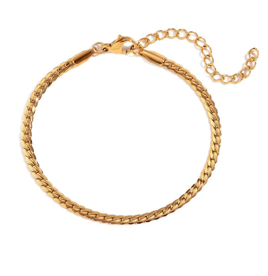 Thin Cuban Bracelet Gold