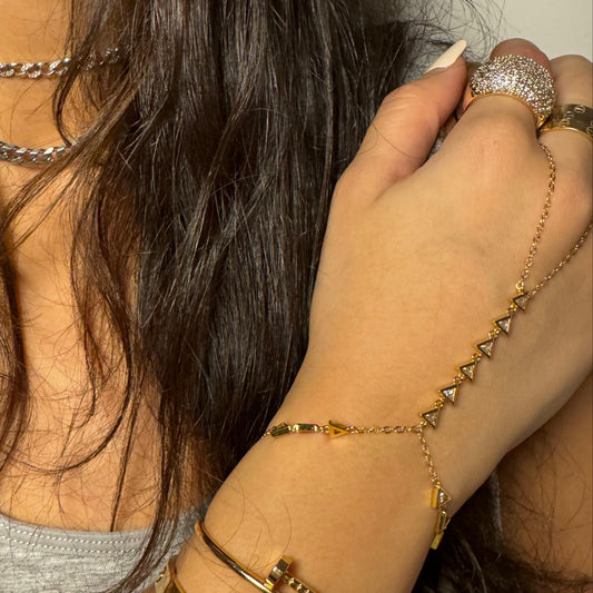 Tria Hand Chain Gold